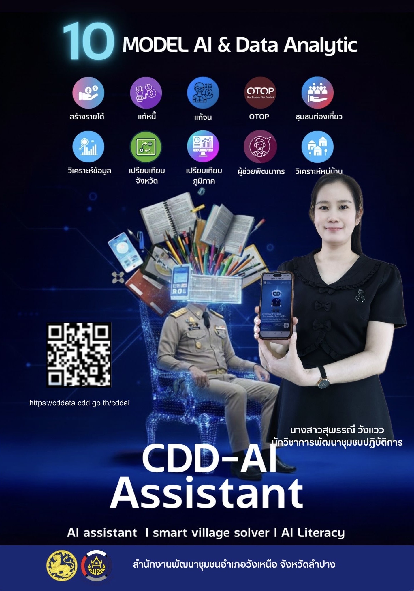 พช.วังเหนือ : ขอประชาสัมพันธ์ระบบ CDD AI ผู้ช่วยพัฒนากร บริการอัจฉริยะ เพื่อการพัฒนาชุมชน ระบบช่วยวิเคราะห์และประมวลผล ข้อมูล Big Data กรมการพัฒนาชุมชน ที่ถูกต้อง แม่นยำ และทันสมัย ใช้งานง่าย ในคลิกเดียว