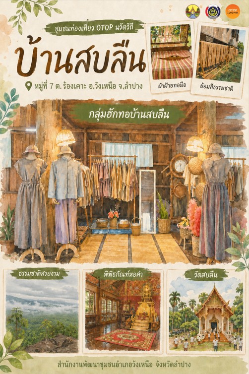 พช.วังเหนือ จ.ลำปาง : ขอประชาสัมพันธ์ ชุมชนท่องเที่ยว OTOP นวัตวิถี บ้านสบลืน หมู่ที่ 7 ตำบลร่องเคาะ อำเภอวังเหนือ จังหวัดลำปาง