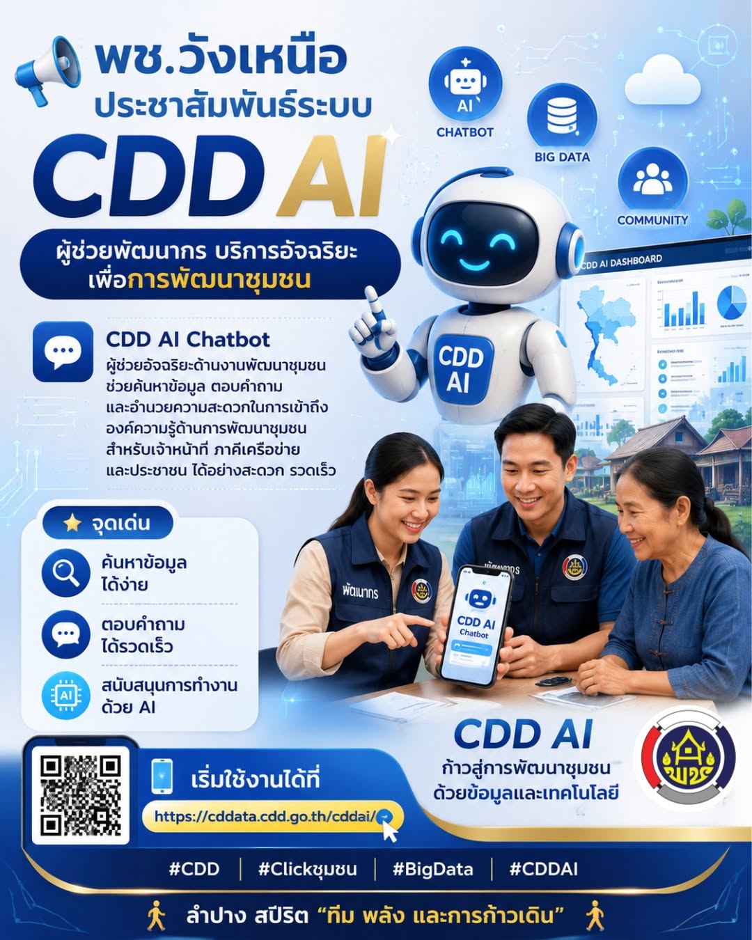 พช.วังเหนือ:ประชาสัมพันธ์ระบบ CDD AI ผู้ช่วยพัฒนากร บริการอัจฉริยะ เพื่อการพัฒนาชุมชน