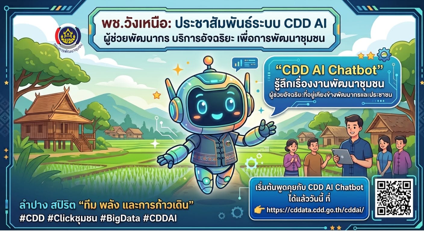 📢พช.วังเหนือ:ประชาสัมพันธ์ระบบ CDD AI ผู้ช่วยพัฒนากร บริการอัจฉริยะ เพื่อการพัฒนาชุมชน
